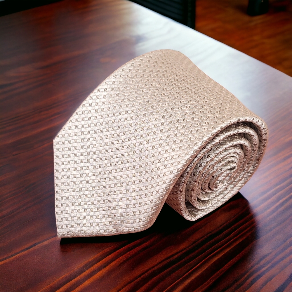 MICHAEL KORS - Silk Neck Tie, 100% Silk, Champagne Necktie, Grenadine Pattern - Picture 5 of 10